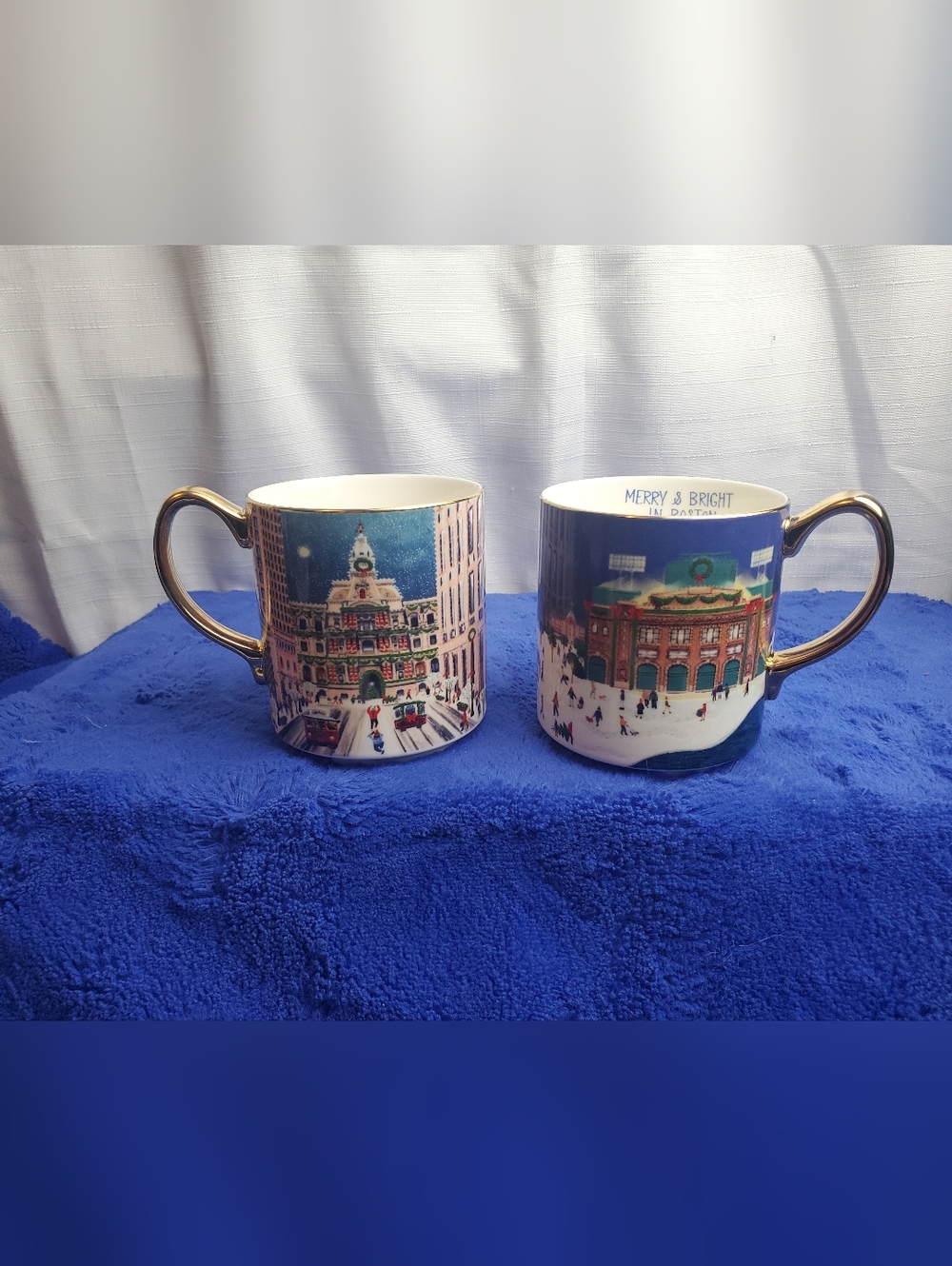 Set of 2 Anthropologie Holiday In The City Mugs Philly & Boston 2025
